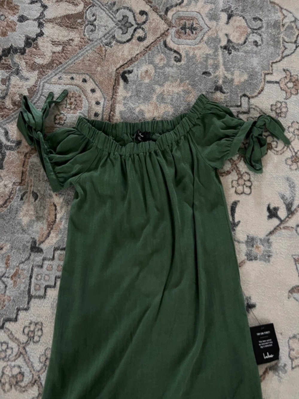 Lulus Al Fresco Evenings Olive Green Off-the-shoulder Dress - Size S - Picture 2 of 4